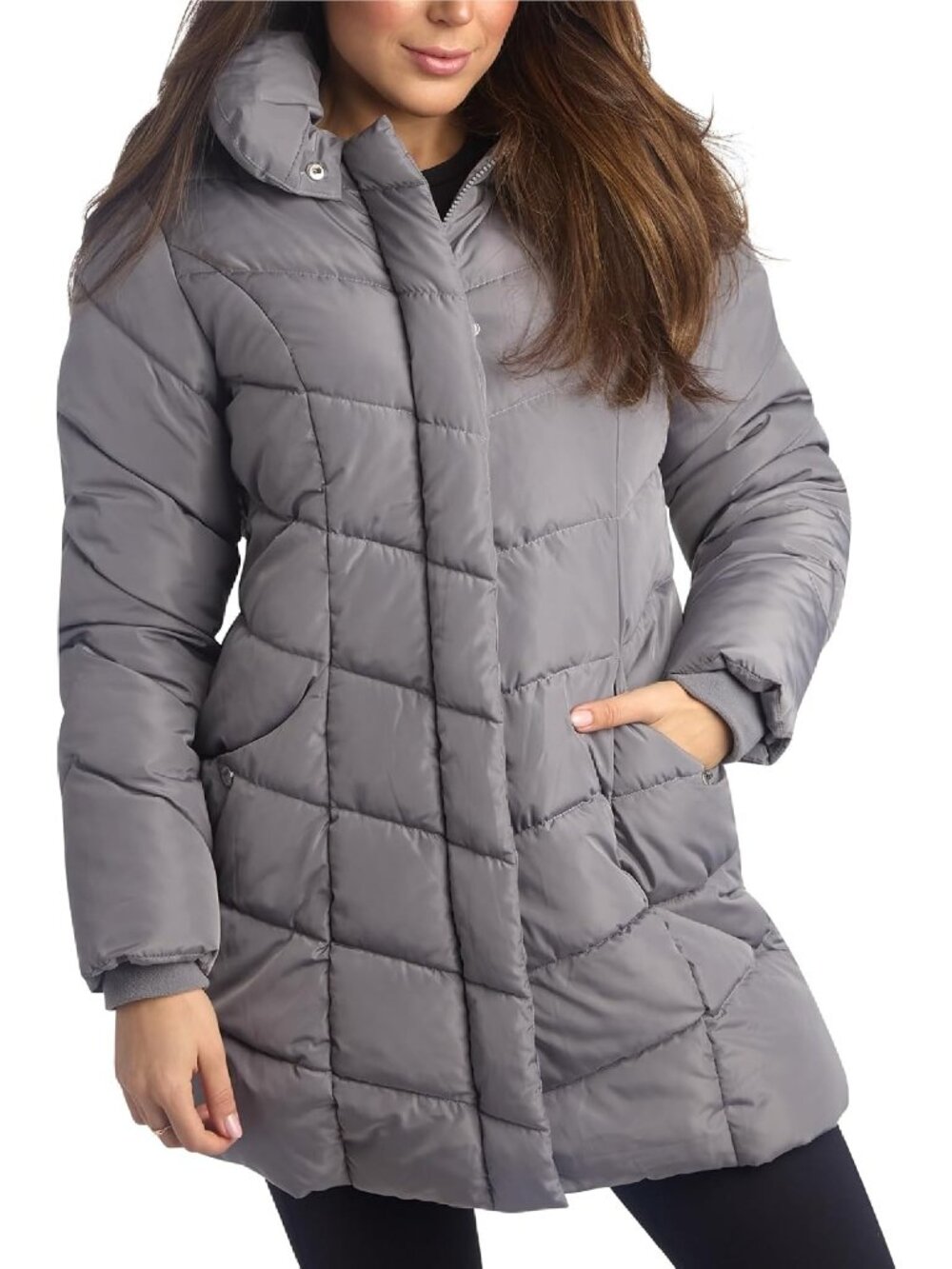Steve Madden Women's Titanium Winter Coat Heavyweight Parka Long Puffer Jackets